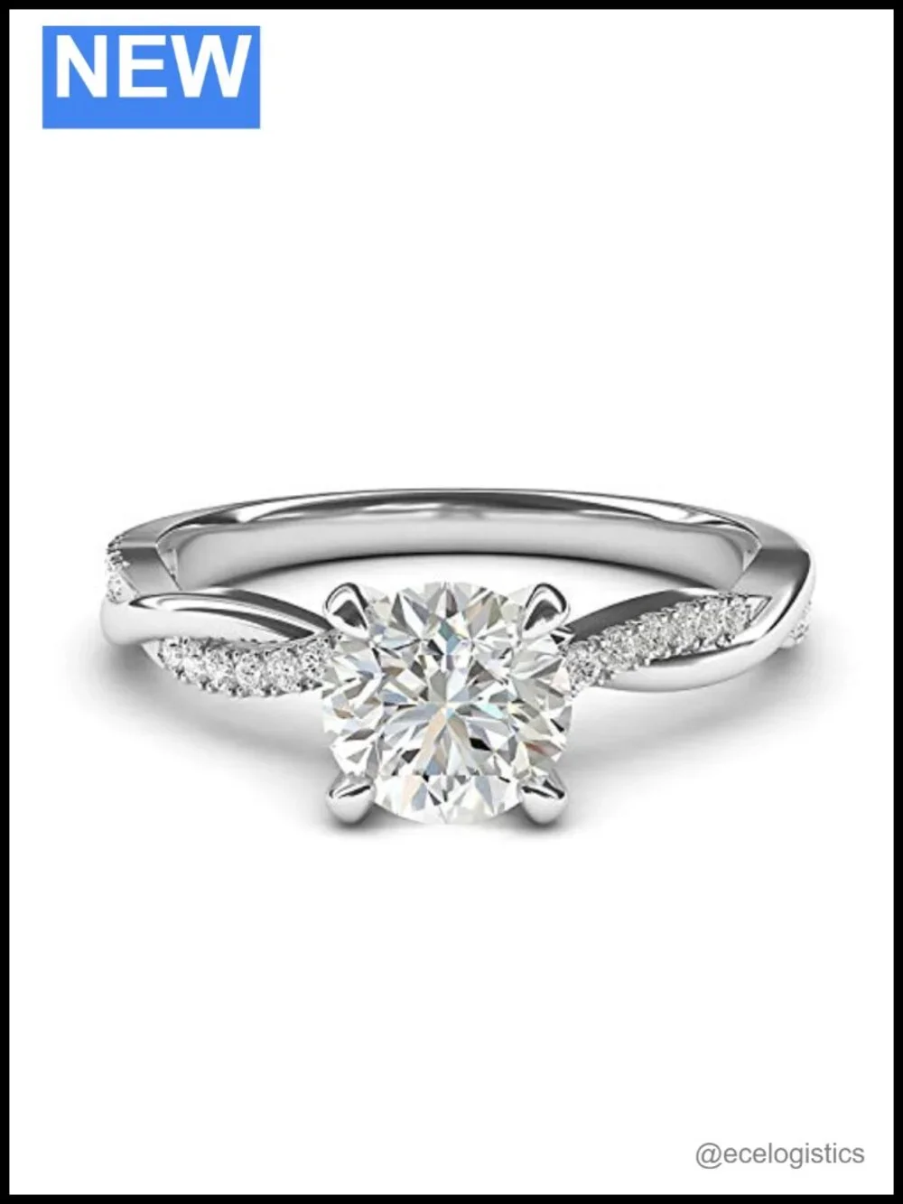 10k White Gold Twisted Vine Engagement Ring Genuine Moissanite 1CT Promise Ring